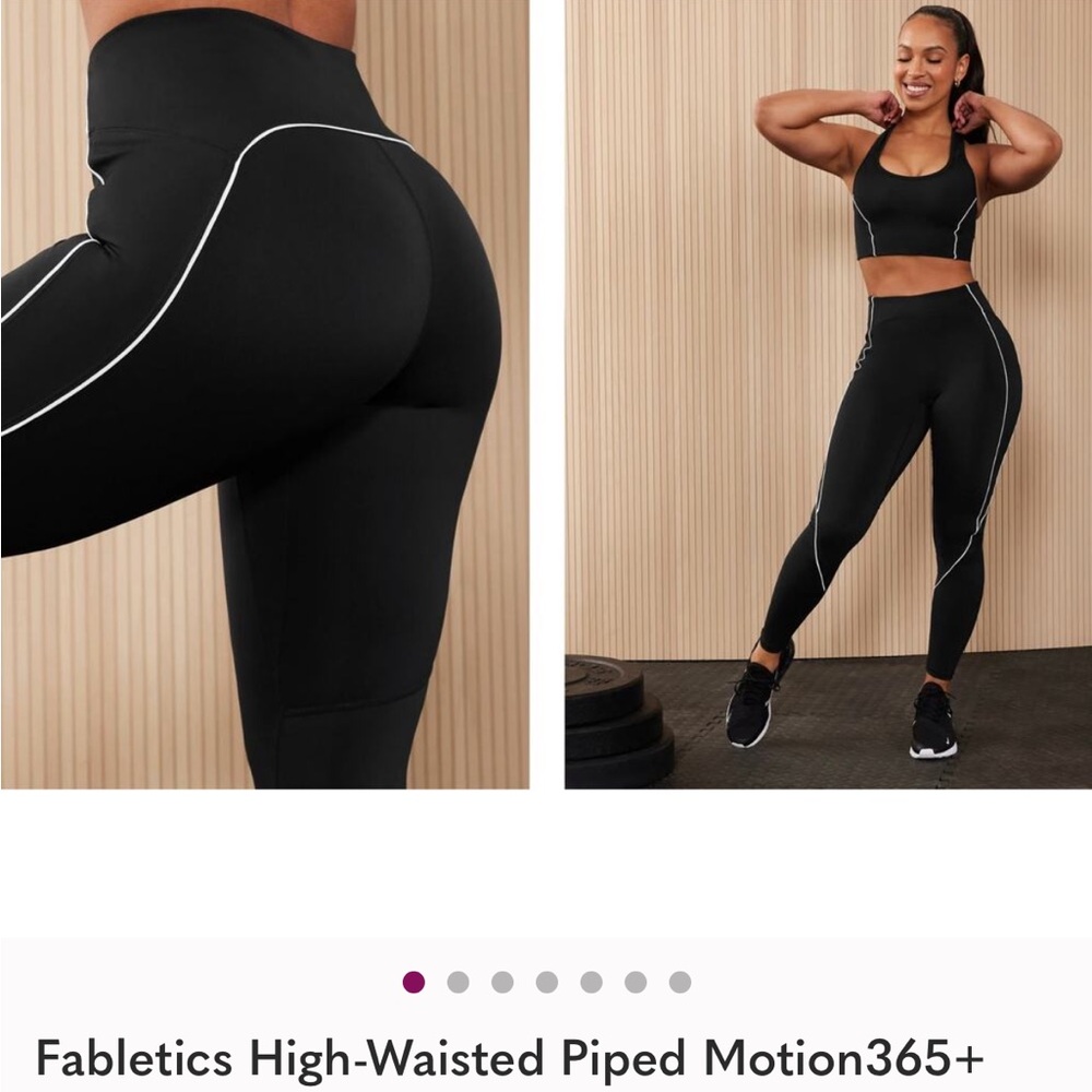 NWT Fabletics High Waisted Motion 365+ Black striped Leggings size Large